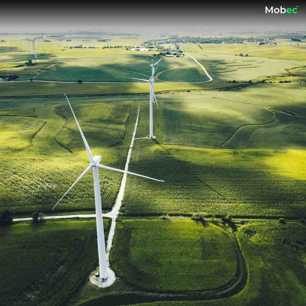 An image portraying the seamless synergy between electric vehicles (EVs) and renewable energy sources, highlighting a clean and sustainable charging environment.