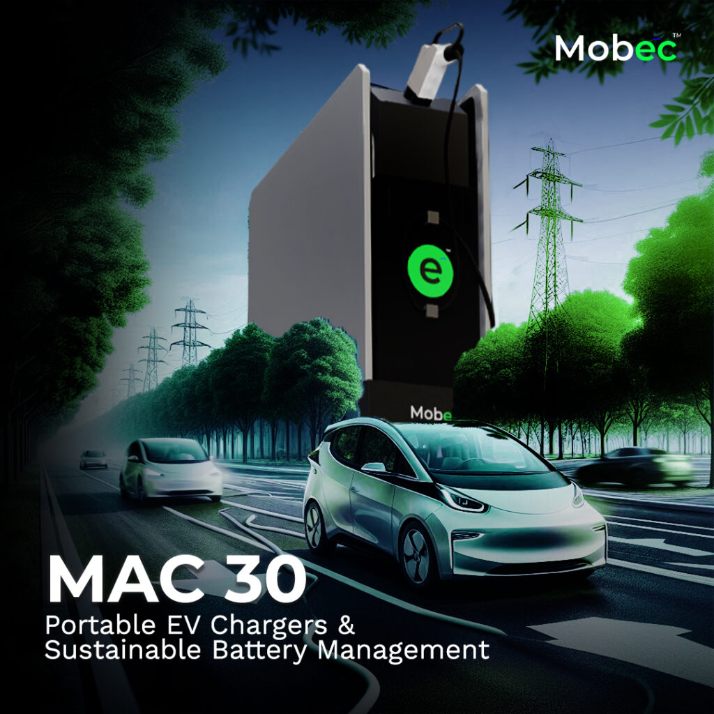 Mobec MAC 30 charger installed in a modern building, showcasing advanced electric vehicle charging technology.