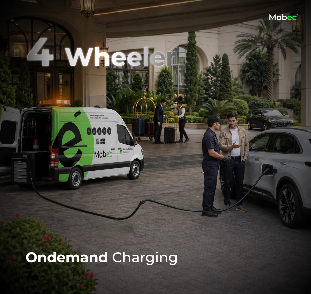 Mobec mobile EV charging van providing doorstep charging service