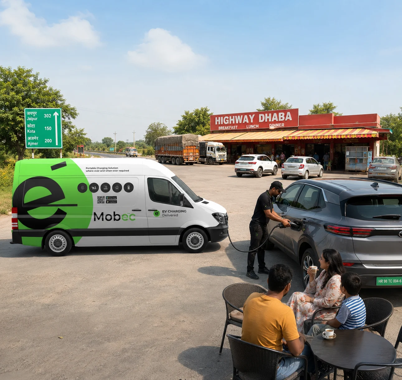 Mobec mobile charging van with CCS2 and GB/T connectors