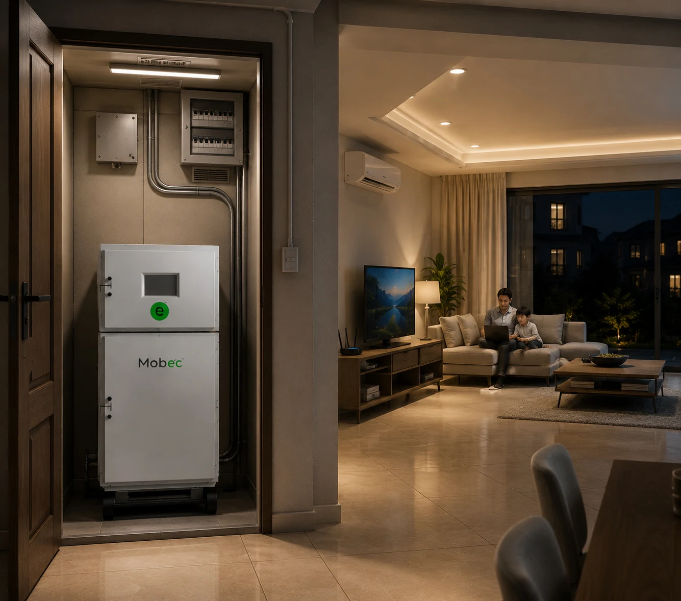Residential battery backup system by Mobec Homez ESS